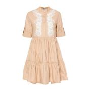 Ermanno Scervino Beige Blommig Spetsklänning Beige, Dam