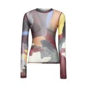 JW Anderson Abstrakt Print Crewneck Sweater Grön Multicolor, Dam