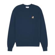 Maison Kitsuné Speedy Fox Bomullsweatshirt Blue, Herr