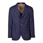 Brunello Cucinelli Elegant Silkeblandning Ulljacka Blue, Herr