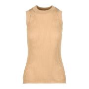 Sportmax Bomull Stilfull Topp Beige, Dam