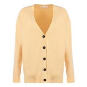 Jil Sander Räfflad Merinoull Cardigan Orange, Dam