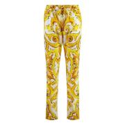 Dolce & Gabbana Bomullbyxor med Maioliche Print Yellow, Dam