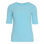 Vince Räfflad Bomullstickad T-shirt Blue, Dam