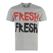 Comme des Garçons Bomull T-shirt med Ribbad Halsringning Gray, Herr