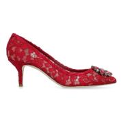 Dolce & Gabbana Spetsig blompump Red, Dam