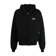 Represent Svart Bomull Logo Dragkedja Hoodie Black, Herr