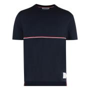 Thom Browne Bomull T-shirt med Tricolor Detalj Blue, Herr