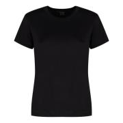 Frame Räfflad Bomull Crew-Neck T-shirt Black, Dam