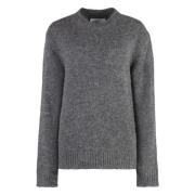 Jil Sander Alpaca Wool Crew-Neck Sweater Gray, Dam