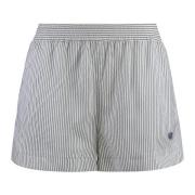 Stella McCartney Randig silkes shorts med elastisk midja White, Dam