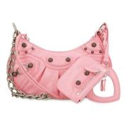 Balenciaga Studded Läder Crossbody Väska Pink, Dam