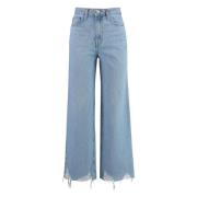 Frame Wide Crop Jeans, Ekologisk Bomull Blue, Dam