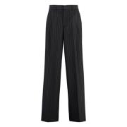 P.a.r.o.s.h. Pin-striped ullblandade byxor Black, Dam