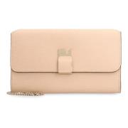 Valextra Läder Clutch med Kedja Rem Pink, Dam