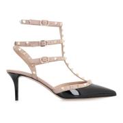 Valentino Rockstud Patentläder Slingback Pumps Black, Dam