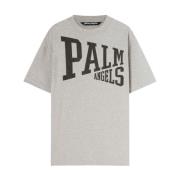 Palm Angels Grå bomull T-shirt för män - Aw23 kollektionen Gray, Herr