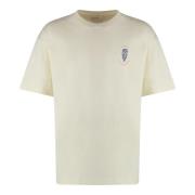 Drole de Monsieur Broderad Bomull Crew-neck T-shirt Beige, Herr