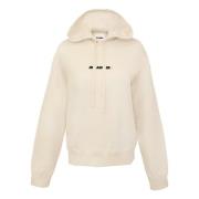 Jil Sander Tidlös vit hoodie med oversized passform Beige, Dam