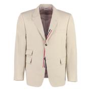 Thom Browne Techno Blazer med Reverskrage Beige, Herr