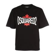 Dsquared2 Svart Leaf Tee T-shirts och Polos Black, Dam