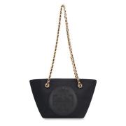 Tory Burch Nylon Messenger Väska med Kedja Rem Black, Dam