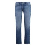 Emporio Armani Slim Fit Jeans med Logo Detaljer Blue, Herr