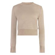 MM6 Maison Margiela Ribbad stickad tröja i ullblandning Beige, Dam