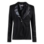 Emilio Pucci Klassisk Bomullsblazer med Reverskrage Black, Dam