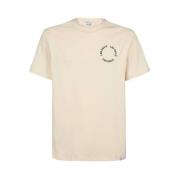 Les Deux Bomull Ribbad Crew-neck T-shirt Beige, Herr