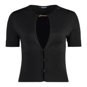 Jacquemus Ripstickad Viskos Cardigan Black, Dam