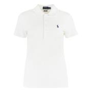 Polo Ralph Lauren Bomull Piqué Polo Skjorta med Elastan White, Dam