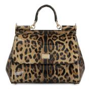 Dolce & Gabbana Leopardmönstrad Läderhandväska Multicolor, Dam