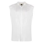 Hugo Boss Plissé Front Jersey Blus White, Dam