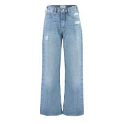 Frame Slitna Wide Leg Jeans Blue, Dam