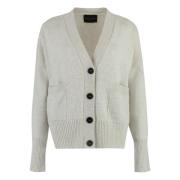 Roberto Collina Merino Cashmere Cardigan med Fickor Gray, Dam