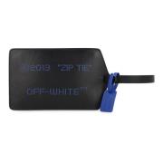 Off White Elegant läderclutch med logotypcharm Black, Dam