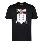 Palm Angels Pin Up Front Print Bomull T-shirt Black, Herr