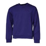 Dolce & Gabbana Blå Bomull Logo Crew Neck Tröja Blue, Herr