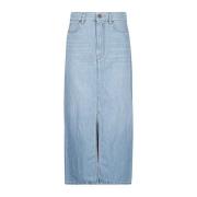 Max Mara Weekend Denim midi kjol i bomull och linne Blue, Dam