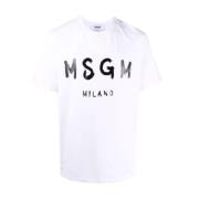 Msgm Svart och vit logotryck T-shirt White, Herr