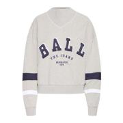 Ball Hög Krage Sweatshirt Grå Melange Beige, Dam