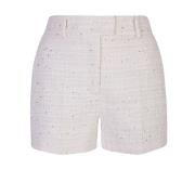 Eleventy Paljettblandad Bomullskort Bermuda Shorts Beige, Dam