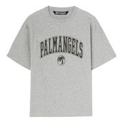 Palm Angels Grå College Slim Tee Gray, Herr