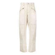 Isabel Marant Högmidjade Ecru Cargo Jeans White, Dam