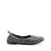 AGL Studded Läder Ballerinaskor Green, Dam