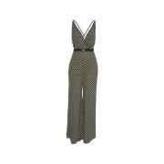 Elisabetta Franchi Svart V-ringad Jumpsuit med Gyllene Detaljer Black,...