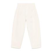 Lemaire Snövit Off White Veckad Arbetsbyxor Beige, Herr