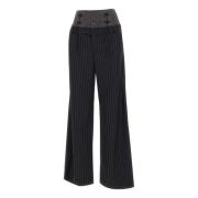 Andersson Bell Svart Ull Silk Pinstripe Byxor Black, Dam