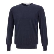 Kangra Midnattsblå Ull Crew Neck Tröja Blue, Herr